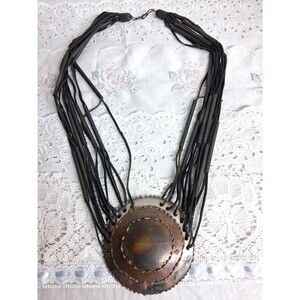 Vintage Statement Medallion Brutalist Necklace Artistan